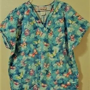 Butterfly Scrub Top Scrubs Size Large Cherokee